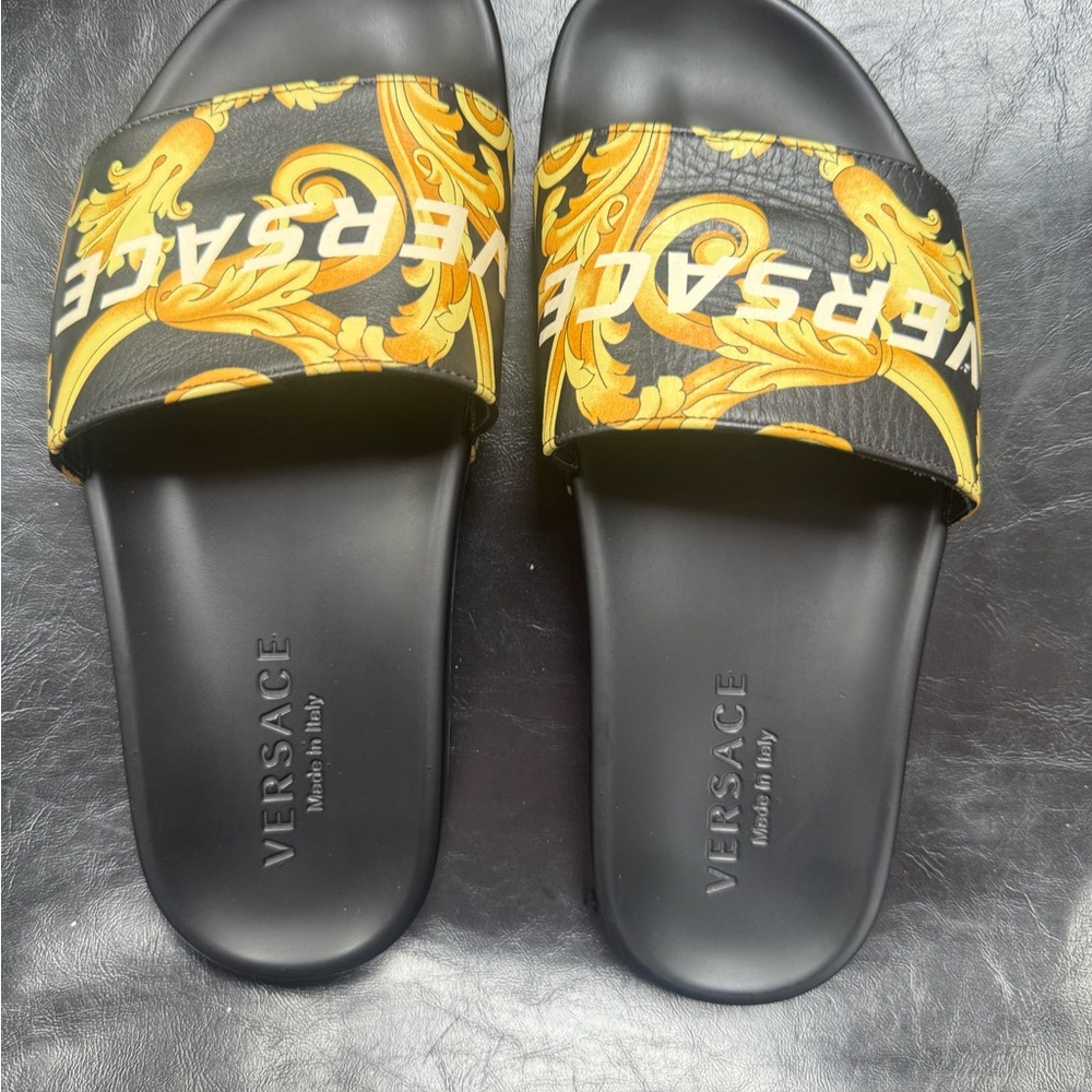 Versace Black and Gold Slides